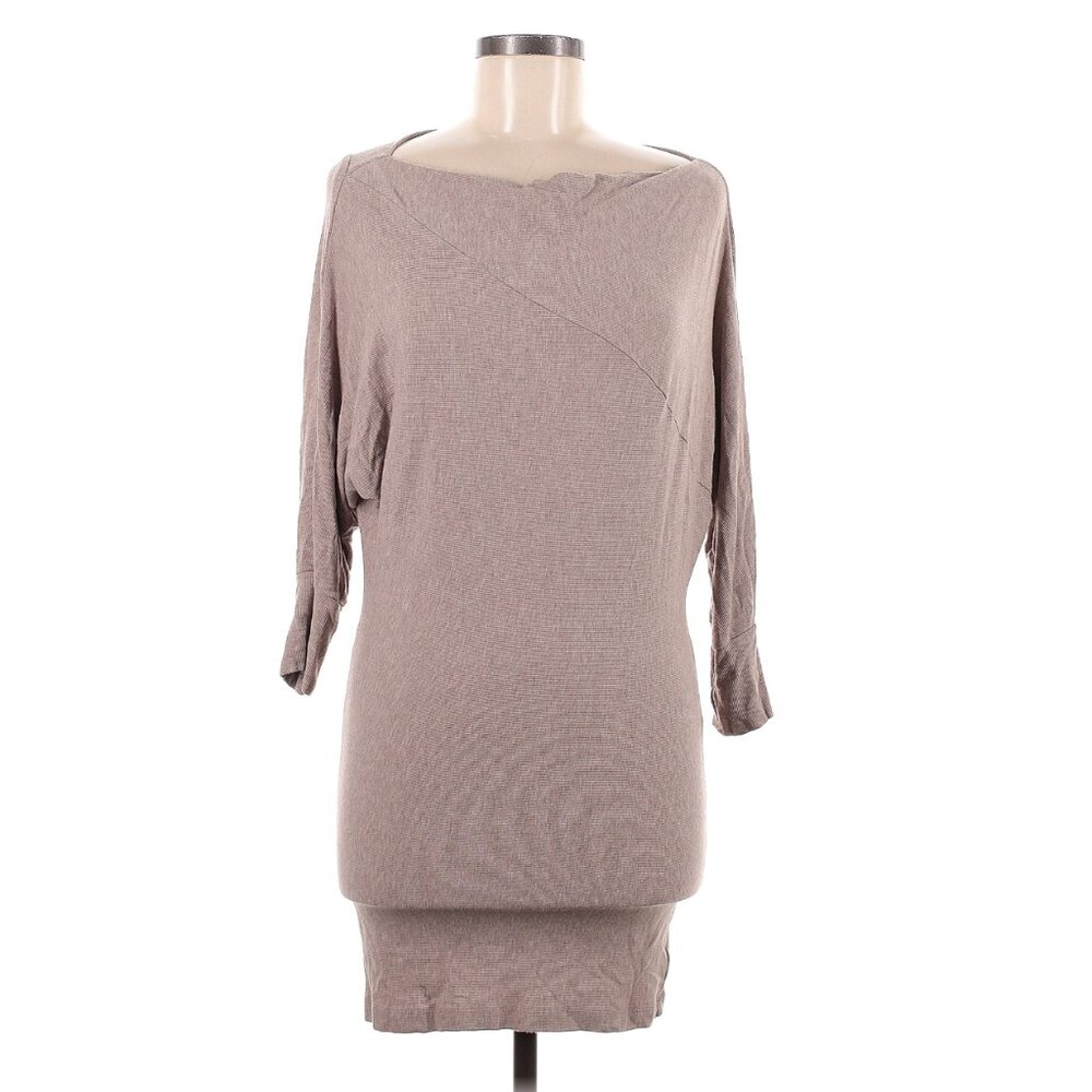 Anthropologie Bordeaux Gray 3/4 Sleeve Top in Size M tan Tunic Top